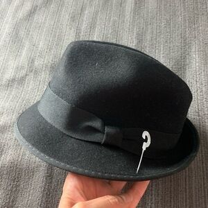 New J. Crew Black Wool Hat Octoberfest Newsboy Fedora Small Medium